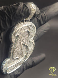 Moissanite Diamond <b>Iced</b> <b>Out</b> B Letter Pendant Hip Hop Custom Initial <b>Chain</b> Luxury Bling Jewelry Gift - Product Image 3