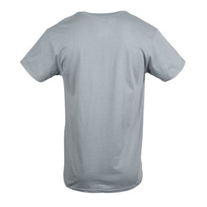 เสื้อยืดคอกว้างแขนสั้นผู้ชาย ทรงปกติ สีพื้น ผ้าถักลำลอง 100% ผ้าฝ้าย แห้งเร็ว น้ำหนักเบา ระบายอากาศได้ดี สีเทา - Product Image 2