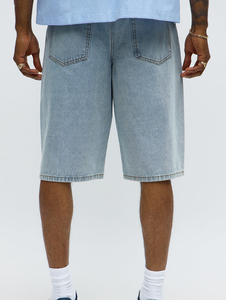 Nuevos pantalones cortos de mezclilla holgados y extragrandes de algodón 100% con lavado vintage personalizado para hombre, colección verano 2026 - Product Image 2