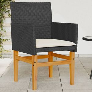 2 pz in Rattan nero e sedie da giardino in legno massello con cuscini Set di mobili da giardino - Product Image 1