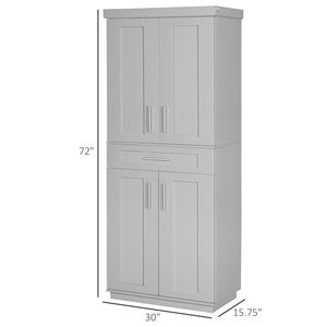 Armadio dispensa cucina moderna Freestanding grigio con ripiani regolabili e cassettiere-armadi da cucina - Product Image 3