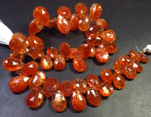 Cuentas de Piedra Solar Confeti Arcoíris Natural, Hilo de 8.5 Pulgadas, Forma de Pera, Facetadas, Grado Superior, Naranja, 8-15mm, Para Creación de Joyas - Product Image 6