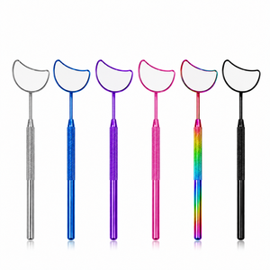 Handheld <b>Makeup</b> <b>Mirror</b> Moon Shape 3X <b>Magnifying</b> Single Side Metal Frame Rainbow Color Options - Product Image 6