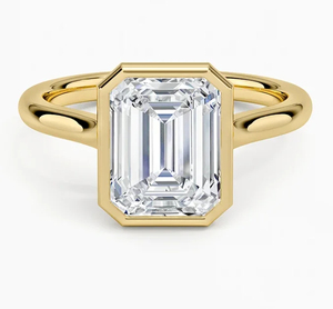Bague de fiançailles solitaire en argent sterling pour femme, diamant de laboratoire taille émeraude, bague de promesse, bijoux de mariée minimalistes, cadeau diamant - Product Image 1