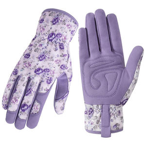 Colorful Floral Microfiber Ambidextrous Anti-Resistant Anti-Slip Palm Work Leather Gardening <b>Gloves</b> for Outdoor Gardening Work - Product Image 1