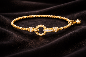 Twisted Dainty Cuff <b>Bracelet</b> With Star Charm 18k Gold Plated Sterling <b>Silver</b> Handmade Jewelry - Product Image 3