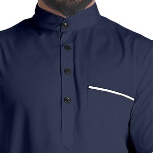 Thobe Ropa islámica Hombres Rob Jubbah Thobe Vestido islámico Daffah Parche de bolsillo en el pecho personalizado Vestido de oración Thobe para hombres - Product Image 4
