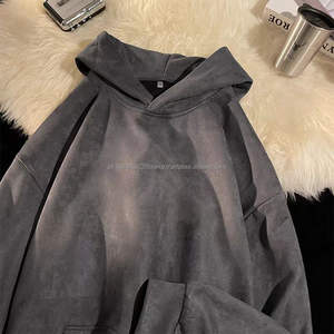 Marque tendance high street surdimensionné lourd 500gsm sérigraphie graphique Vintage sweats à capuche en daim hommes - Product Image 5