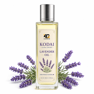 Aceite Esencial de Lavanda Líquido 100% Puro y Natural para Aromaterapia, Masajes Corporales y Cuidado del Cabello, 50g/100g, Botella de Vidrio, Logo Tamil Nadu - Product Image 1