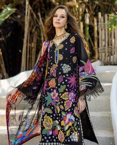 Women Traditional Embroidered <b>Kurta</b> Floor-Length Loose Fit <b>Silk</b> Black Floral Print Casual Wear India Pakistan Style All Seasons - Product Image 1