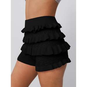 Trendy 2025 Queen Womens Ruffle Shorts Hollow Crochet Bloomers Summer Vacation Beach Fashion Lolita Ropa para adolescentes Spandex - Product Image 5