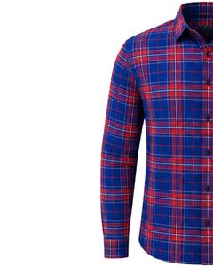 Chemise en flanelle à carreaux bleu roi et rouge pour homme, coupe ajustée, boutonnée, manches longues, en coton, style décontracté, tendance, personnalisée par le fabricant - Product Image 4