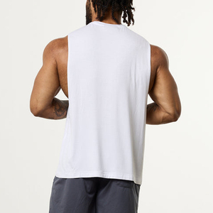 เสื้อกล้ามผู้ชายแขนกุดคอโอสีขาวถักสีพื้นระบายอากาศสวมใส่สบายๆ - Product Image 2