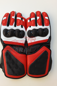 Red White Black Leather Motorcycle Racing <b>Gloves</b> Hard <b>Knuckle</b> Armored Full Gauntlet Sport Bike Riding <b>Gloves</b> Custom OEM - Product Image 5