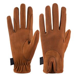 Gants d'équitation professionnels en cuir légers, respirants, imperméables, à doigts entiers, antidérapants pour le dressage et le polo - Product Image 1