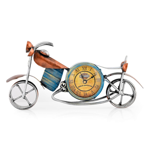 Horloge de table CraftVatika en forme de vélo, objet décoratif |   Vélo décoratif en fer forgé avec horloge antique pour salon et bureau, pièce à montrer - Product Image 4