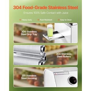 Spremiagrumi Elettrico Commerciale per Canna da Zucchero 800W, Produzione 661 LBS/H, 3 Rulli in Acciaio Inox, 110V, Nuovo - Product Image 1