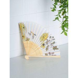 21 cm di bambù pieghevole ventaglio con crisantemo durevole di bambù artigianato prodotto - Product Image 1