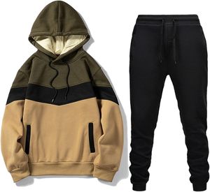 Ensemble de survêtement à capuche color block pour homme, manches longues, pantalon à cordon, tenue décontractée d'automne, design uni, matière respirante - Product Image 6