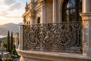Rampe de balcon décorative en fer forgé noir et alliage d'aluminium, résistante à la rouille, pour bricolage, main courante d'escalier, balustrade de terrasse pour villa extérieure - Product Image 4