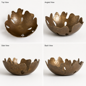 Bol décoratif en métal doré antique, plat à fruits texturé en laiton ondulé, centre de table pour décoration de maison de luxe, tables d'hôtel et cadeaux - Product Image 6