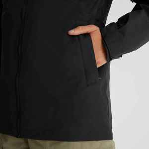 <b>Men's</b> Black Hooded Waterproof Softshell <b>Jacket</b> Casual Style Solid Color Polyester Outerwear Zipper Closure Winter Wear - Product Image 2