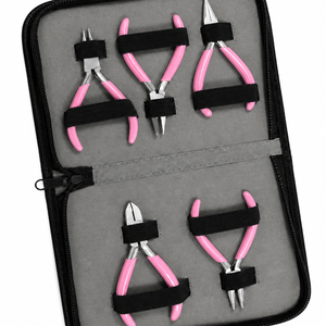 Stainless Steel Jewelry <b>Pliers</b> <b>Set</b> With Pink Handles For DIY Jewelry Making Tapered Baguette Cut Design - Product Image 3