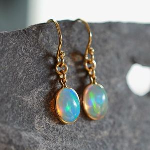Ethiopian <b>Opal</b> Drop <b>Earrings</b> Sterling Silver Yellow Gold Plated Dangle <b>Earrings</b> Natural <b>Opal</b> Jewelry Dainty Elegant Gift for Her - Product Image 3