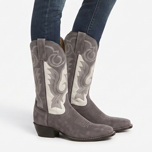 Botas Vaqueras de Cuero Bordadas para Mujer, Botas Vaqueras de Cuero con Logotipo Personalizado, Botines Vaqueros de Cuero Genuino de Alta Calidad - Product Image 6