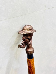Joker <b>Head</b> Rosewood & Brass Walking Stick Vintage <b>Style</b> Brown Finish Cane Wall Hanging Halloween Thanksgiving - Product Image 5