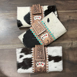 กระเป๋าสตางค์หนังวัวแท้ใส่บัตรอเนกประสงค์แบบตะวันตกกระเป๋าเงินสองพับ - Product Image 5