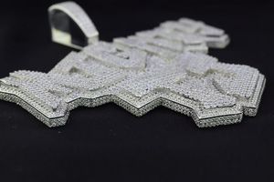 Colgante de Letra de Plata de Ley 925 con Moissanita Estilo Hip Hop, Micro Pavé, Corte Brillante Redondo, Amuleto Temático para Hombre, Uso Diario - Product Image 3