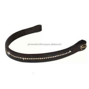 Hecho de cuero suave y duradero de alta calidad, banda para cejas de brida de caballo con pequeños cristales brillantes de marca, diamantes de imitación ostentosos - Product Image 3