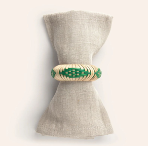 Anneau de serviette en osier tressé naturel, orné d'un motif brodé en forme de tranche de pastèque sur le dessus, disponible à prix de gros. - Product Image 2