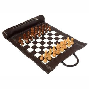 Juego de Ajedrez Ejecutivo de Cuero Premium, Tablero Plegable de Viaje con Piezas Hechas a Mano, Regalo Empresarial de Lujo, Ajedrez Enrollable Portátil - Product Image 3