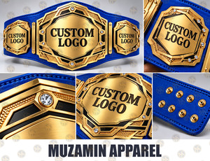 Ceinture de champion personnalisée en cuir avec plaques métalliques dorées, logo personnalisé, écologique, réglable, unisexe, ceinture de récompense sportive - Product Image 2