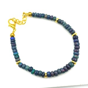 HAYAAT GEMS Black Opal Multi <b>Fire</b> Cabochon Bohemia Style 18K Gold Plated Imitation Pearl Beads Bracelet Gift for Her - Product Image 1