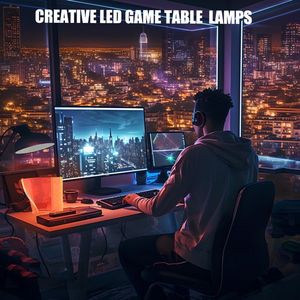 Modern Curved RGB Table Lamps for Gaming and Study Futuristic Ambient <b>Mood</b> <b>Lighting</b> for Bedrooms and Desks - Product Image 4