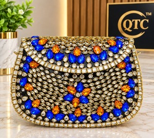 Luxury High Quality Rhinestone Evening <b>Clutch</b> <b>Purse</b> <b>Gold</b> Plated Crystal Handbag for Wedding Banquet Party Gift - Product Image 1
