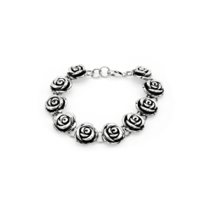 Bracelet en argent 925 avec chaîne en forme de rose - Design classique romantique à maillons floraux [12,5x13,5 mm] - Product Image 1