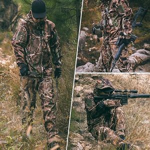 Ensemble veste et pantalon de chasse camouflage pour homme, softshell imperméable, vêtements d'extérieur pour l'automne, manches longues, polyester - Product Image 3