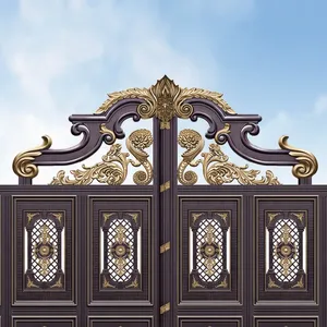 Portail d'entrée principal en aluminium de luxe, décoratif, à double battant, avec un design ornemental pour villa et maison - Product Image 1