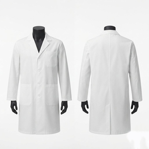 Premium <b>White</b> <b>Lab</b> <b>Coat</b> 200 GSM Polycotton Fabric Custom Embroidery Logo Long Sleeve Medical <b>Coat</b> - Product Image 1