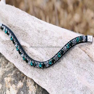 Bande de sourcils en cuir noir, Durable et résistant aux rayures, 1 rangée de cristaux de strass multicolores imperméables - Product Image 3