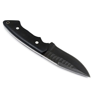 Cuchillo táctico de hoja fija con filo dentado y mango negro, de espiga completa, para uso exterior y desollado, venta al por mayor EE. UU. Europa - Product Image 1