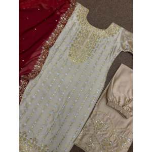 Women's Beautiful <b>Top</b> Plazzo Dupatta Set with Embroidery and <b>Sequins</b> Work - Product Image 4