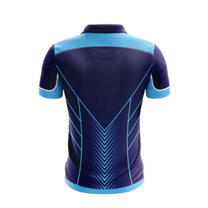 เสื้อโปโลคริกเก็ตสีน้ำเงินกรมท่าสำหรับผู้ชาย แขนสั้น แบบซับลิเมชั่น เหมาะสำหรับการแข่งขันกีฬา ฝึกซ้อม และออกกำลังกาย - Product Image 2