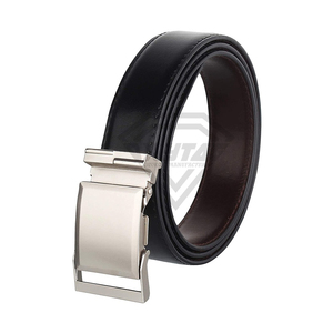 Ceintures en cuir véritable pour hommes, fabrication sur mesure, vente en gros, boucle automatique de luxe, ceintures à cliquet, ceintures de costume noires - Product Image 3