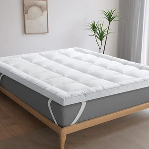 Surmatelas matelassé rafraîchissant en microfibre blanc uni, 400 fils, lavable en machine, toutes saisons, pour la maison et l'hôtellerie, hauteur 3-4 pouces - Product Image 1