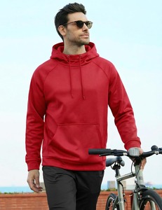 Sweat-shirt à capuche rouge pour homme, manches raglan, coupe classique, décontracté, pour l'automne, 100% polyester, tissu French Terry, avec poche - Product Image 2